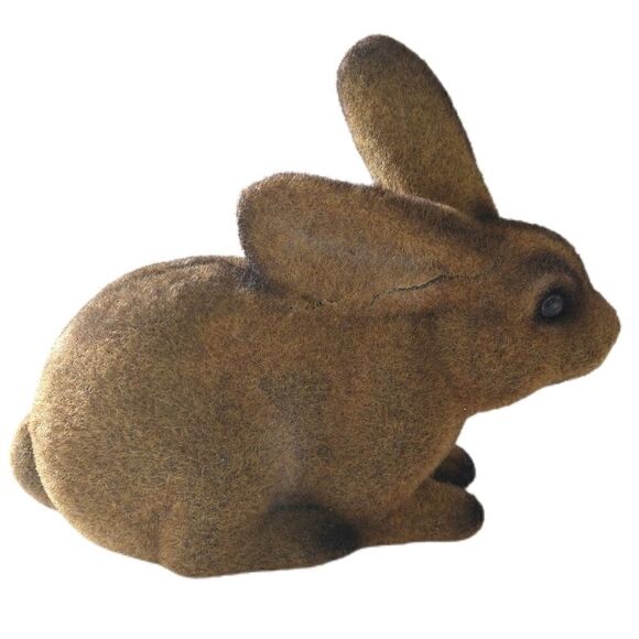 Vtg Flocked Rabbit Bank Bunny Easter REALISTIC Figural 80s Brown Fuzzy Stopper. - Picture 3 of 16